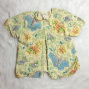 Susan Bristol embroidered short sleeve cardi SZ M